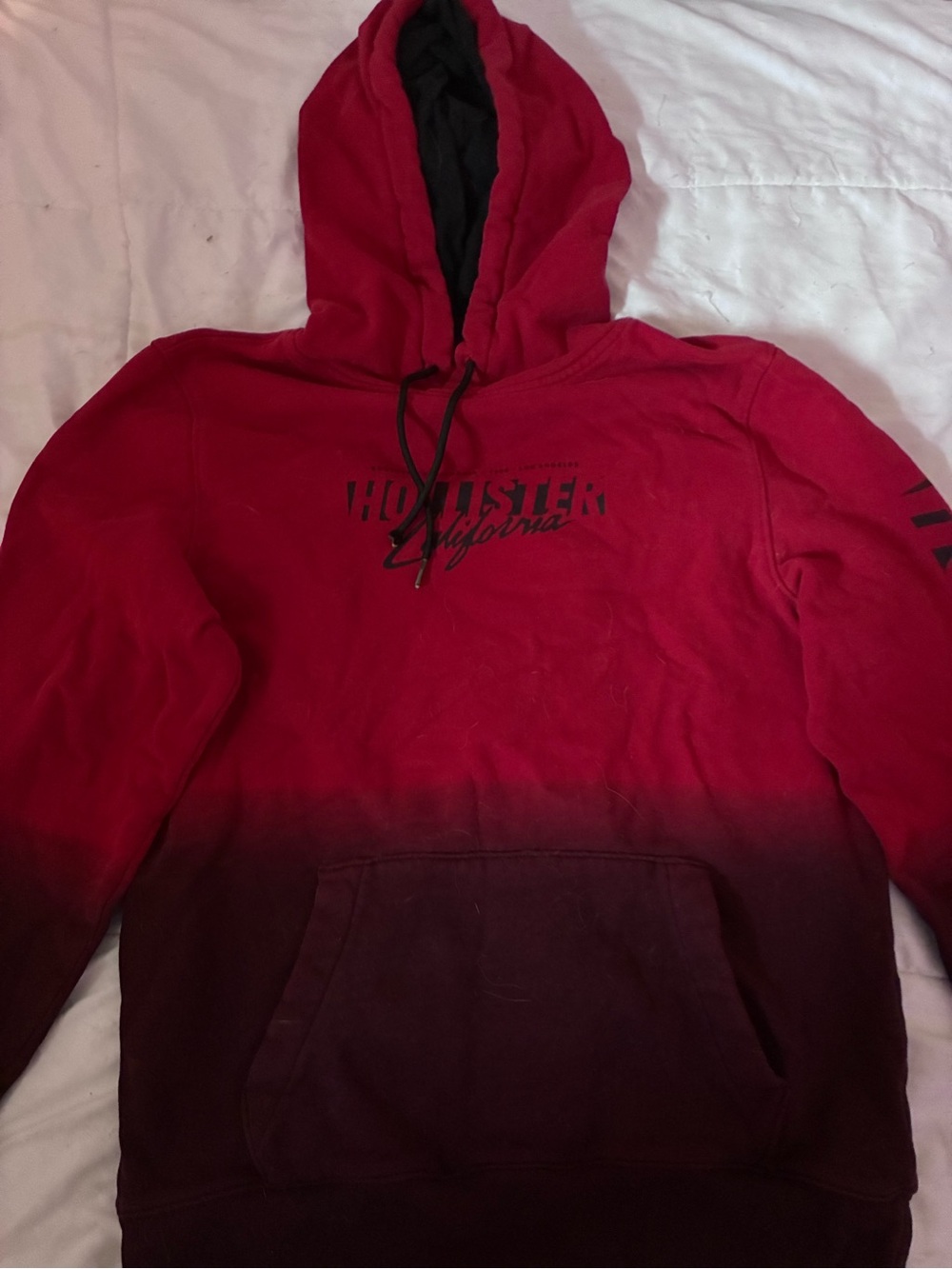 Men’s Hollister Red to Burgundy Ombre Pullover Hoodie
